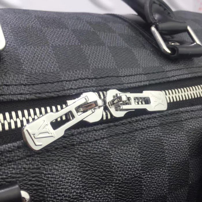 路易威登LV頂級原單經典款KEEPALL 旅行袋 M41418 黑格皮旅行袋枕頭包 YDH1413
